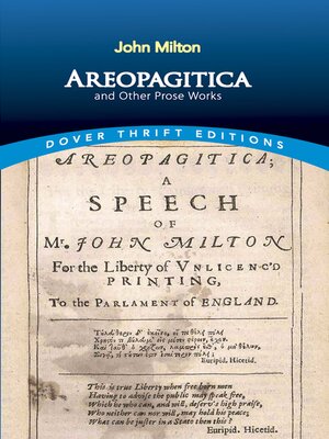 cover image of Areopagitica and Other Prose Works